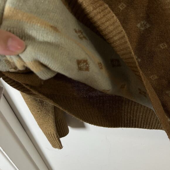 Jos. A. Bank Men's Lambs Wool Blend 1/4 zip sweater brown Sz XL Grandpa Core - Picture 6 of 8